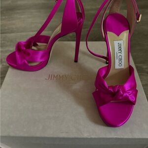 Jimmy Choo Pink Heels with Peep-Toe Design and High Stiletto